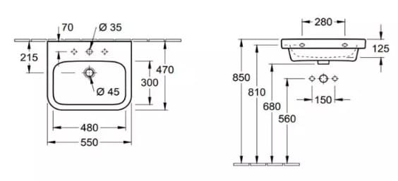 Bản vẽ kỹ thuật chậu rửa lavabo Villeroy-boch Architectura 41885501