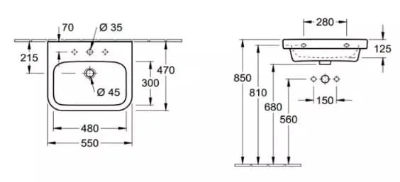 Bản vẽ kỹ thuật chậu rửa lavabo Villeroy-boch Architectura 41885501