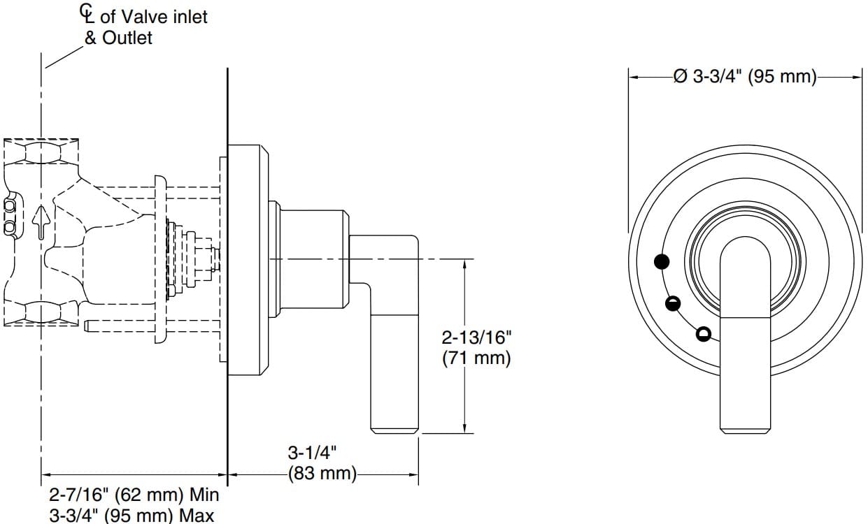 Bản vẽ mặt nạ điều chỉnh âm Kallista P24926