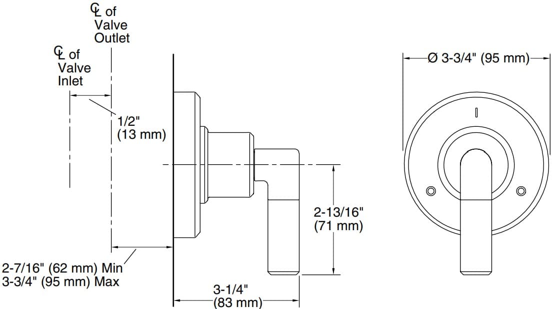 Bản vẽ mặt nạ chuyển hướng Kallista P24927