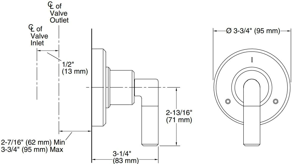 Bản vẽ mặt nạ chuyển hướng Kallista P24927