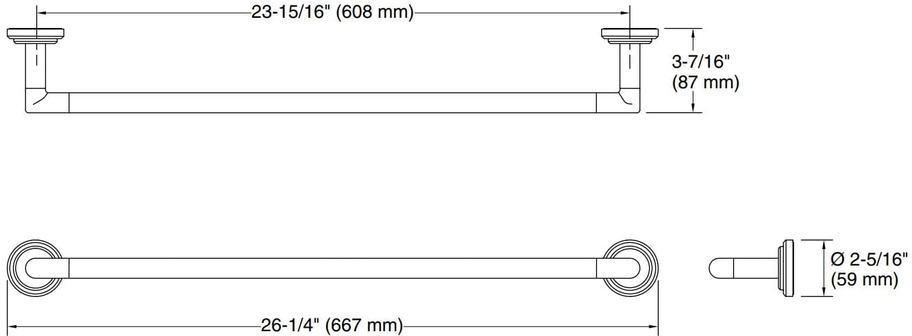 Bản vẽ giá khăn đơn Kallista P24941