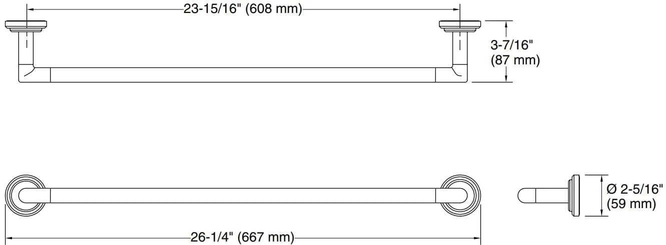 Bản vẽ giá khăn đơn Kallista P24941