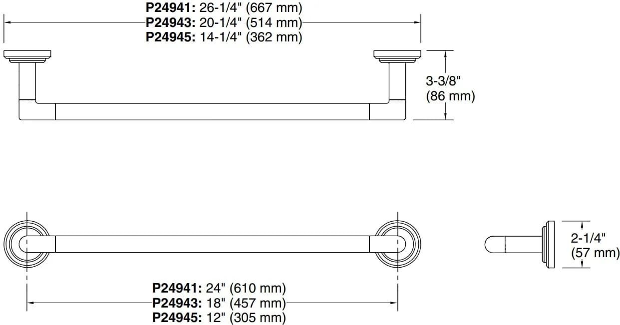 Bản vẽ giá khăn đơn Kallista P24943