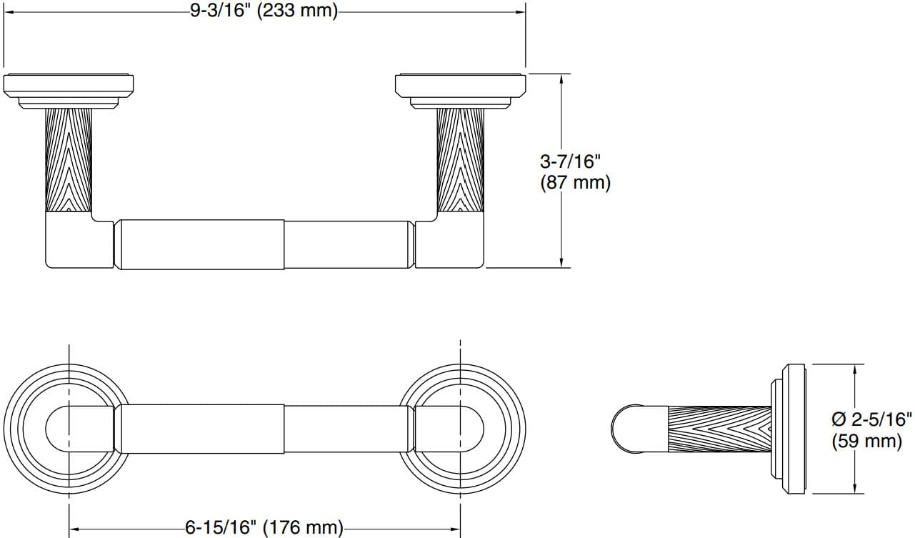Bản vẽ giá treo giấy Kallista P24949-00-BAF