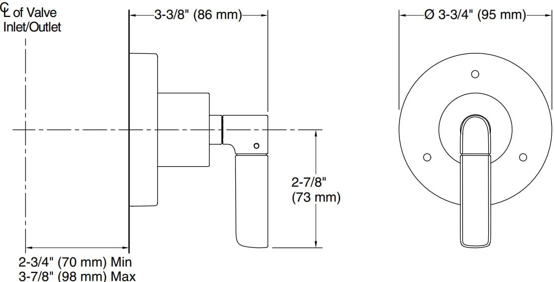 Bản vẽ mặt nạ chuyển hướng Kallista P23331