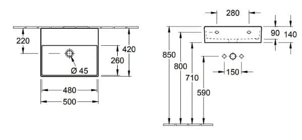 Bản vẽ kỹ thuật chậu rửa lavabo Đức Villeroy-boch Memento 2.0 4A2253I4