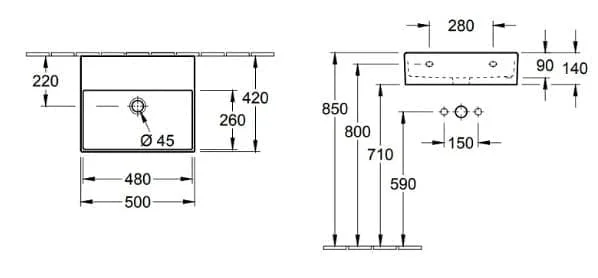 Bản vẽ kỹ thuật chậu rửa lavabo Đức Villeroy-boch Memento 2.0 4A2253R7