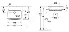 Bản vẽ kỹ thuật chậu rửa lavabo Đức Villeroy-boch O.novo 4A41MFT2