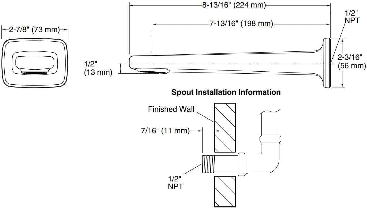 Bản vẽ vòi tắm Kallista P24704