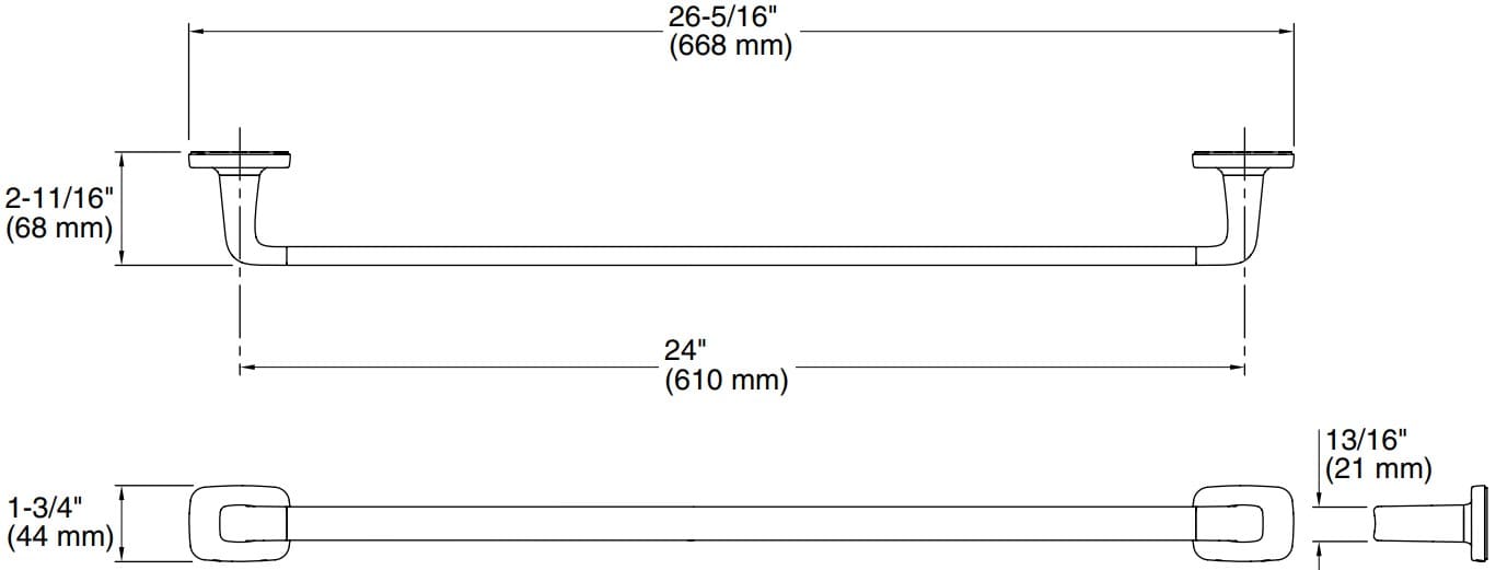 Bản vẽ giá khăn đơn Kallista P34700