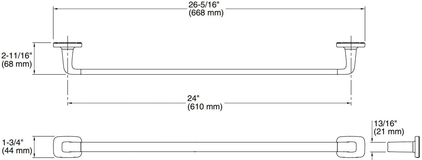 Bản vẽ giá khăn đơn Kallista P34700