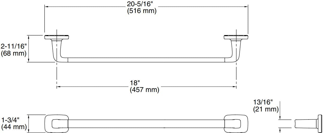 Bản vẽ giá khăn đơn Kallista P34701