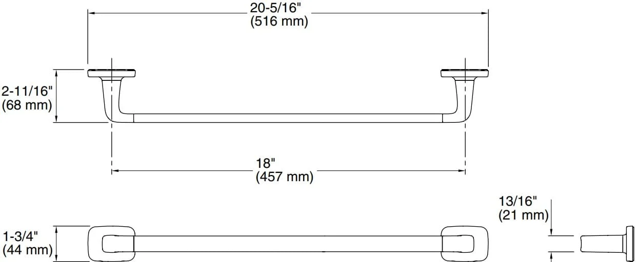 Bản vẽ giá khăn đơn Kallista P34701
