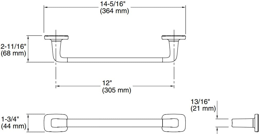 Bản vẽ giá khăn đơn Kallista P34702