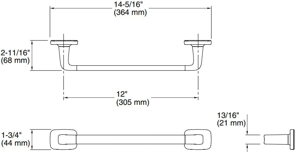 Bản vẽ giá khăn đơn Kallista P34702