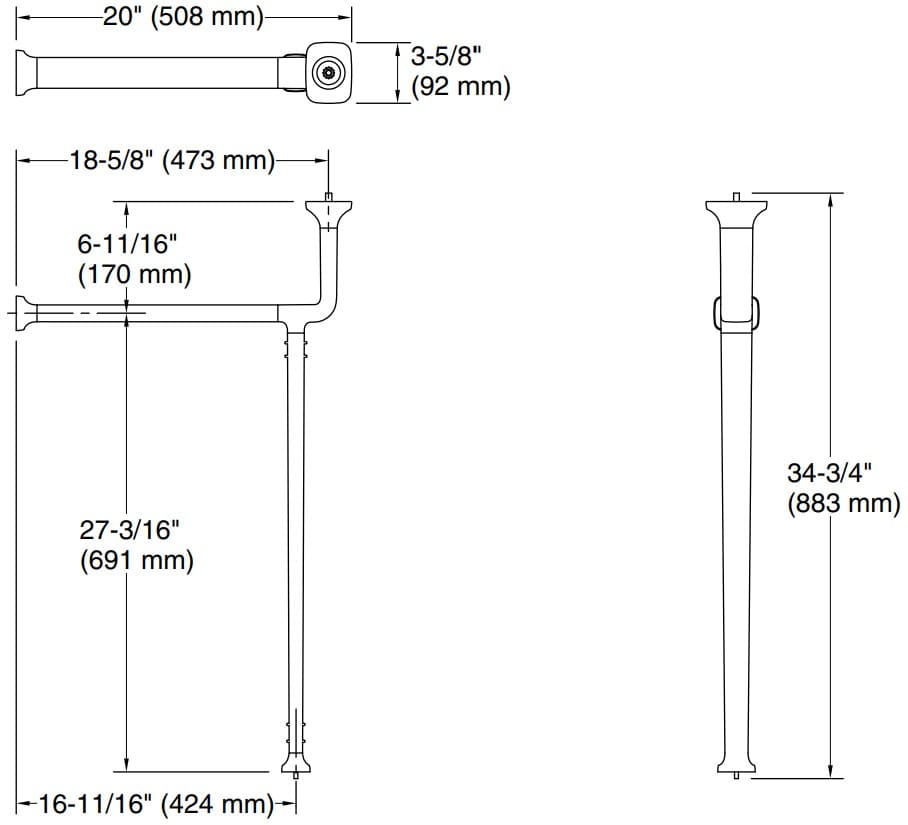 Bản vẽ chân bàn lavabo Kallista P77618