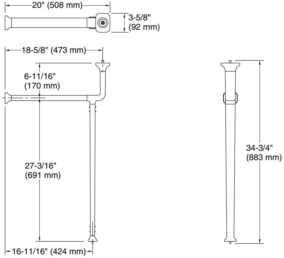 Bản vẽ chân bàn lavabo Kallista P77618