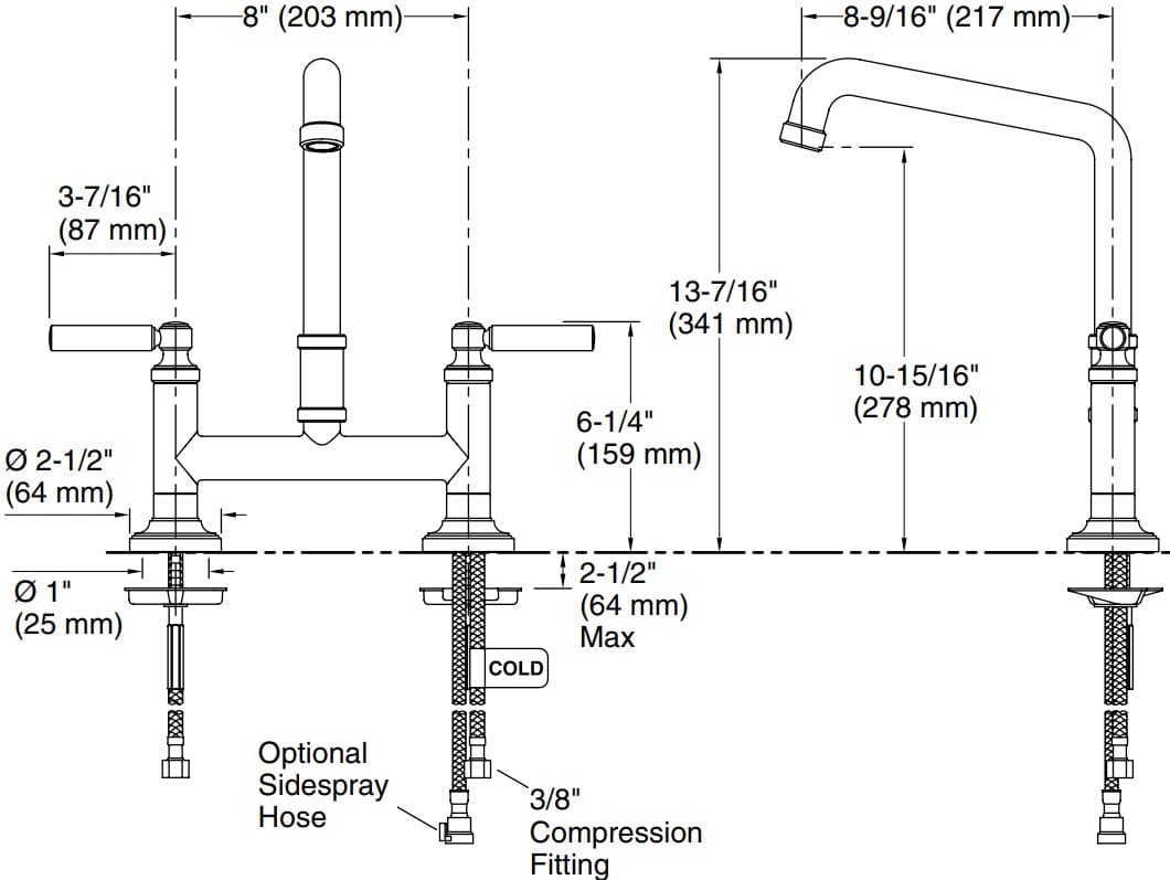 Bản vẽ vòi chậu rửa Kallista P25001-00-CP