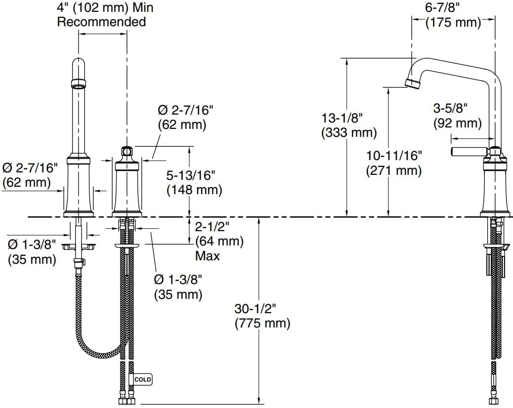 Bản vẽ vòi chậu rửa Kallista P25005-00-CP