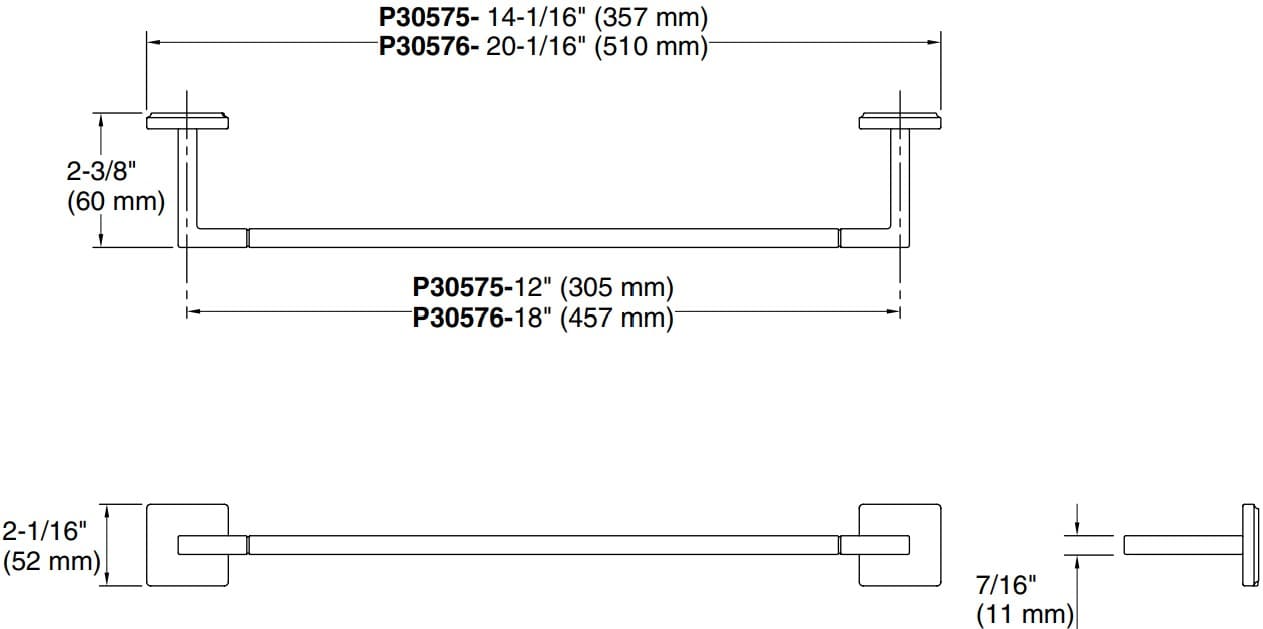 Bản vẽ giá khăn đơn Kallista P30575