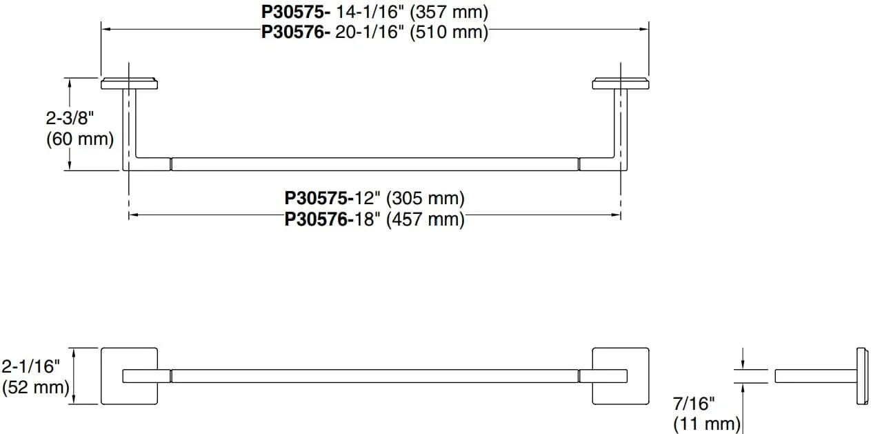 Bản vẽ giá khăn đơn Kallista P30575