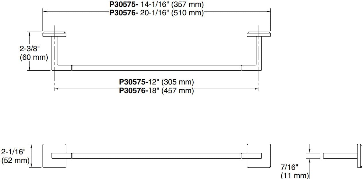 Bản vẽ giá khăn đơn Kallista P30576-00-CP