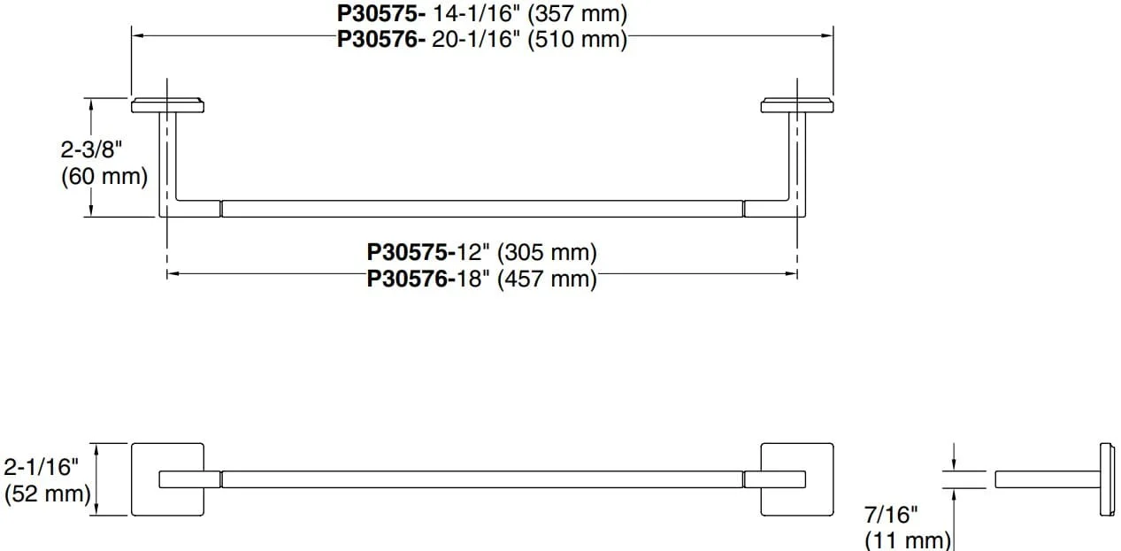 Bản vẽ giá khăn đơn Kallista P30576-00-CP