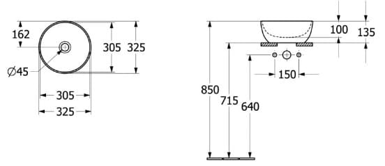 Bản vẽ kỹ thuật chậu rửa lavabo Đức Villeroy-boch Artis 43893201