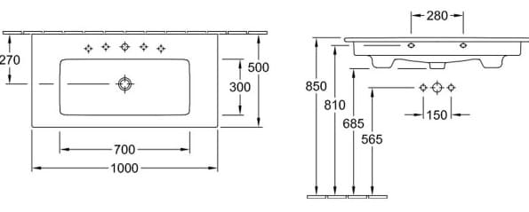 Bản vẽ kỹ thuật chậu rửa lavabo Đức Villeroy-boch Venticello 4104ALRW