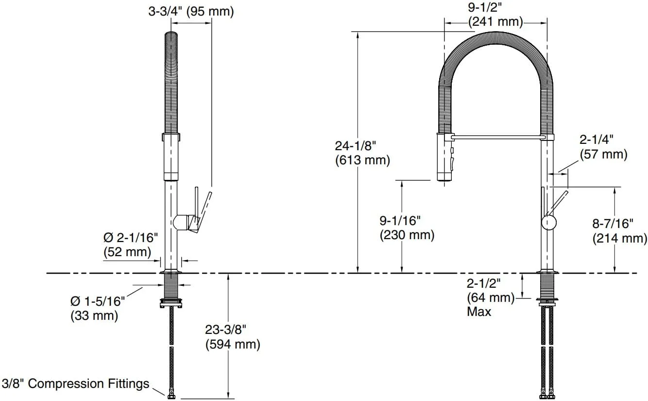 Bản vẽ vòi chậu rửa Kallista P23174