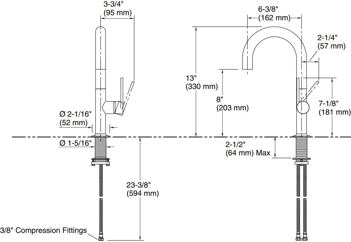 Bản vẽ vòi chậu rửa Kallista P23175