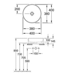 Bản vẽ kỹ thuật chậu rửa lavabo Đức Villeroy-boch Collaro 4A1840RW