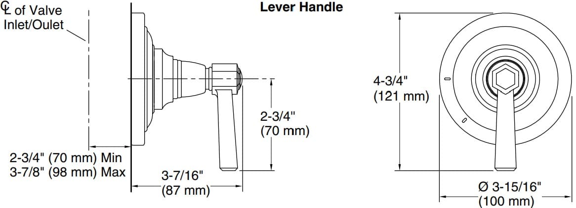 Bản vẽ mặt nạ điều chỉnh âm Kallista P22713-LV