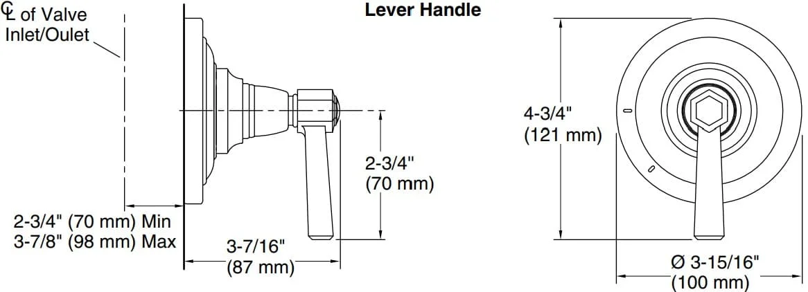 Bản vẽ mặt nạ điều chỉnh âm Kallista P22713-LV