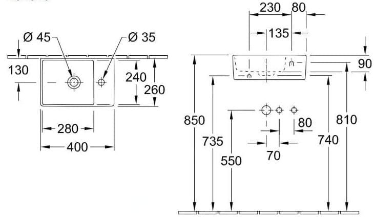 Bản vẽ kỹ thuật chậu rửa lavabo Đức Villeroy-boch Memento 2.0 432340I4