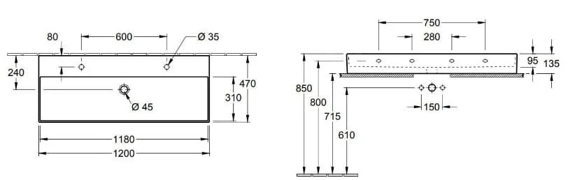 Bản vẽ kỹ thuật chậu rửa lavabo Đức Villeroy-boch Memento 2.0 4A22CK01