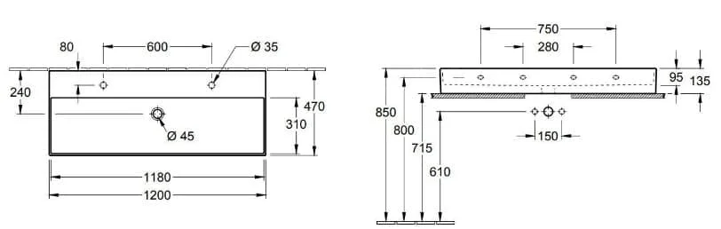 Bản vẽ kỹ thuật chậu rửa lavabo Đức Villeroy-boch Memento 2.0 4A22CKI4