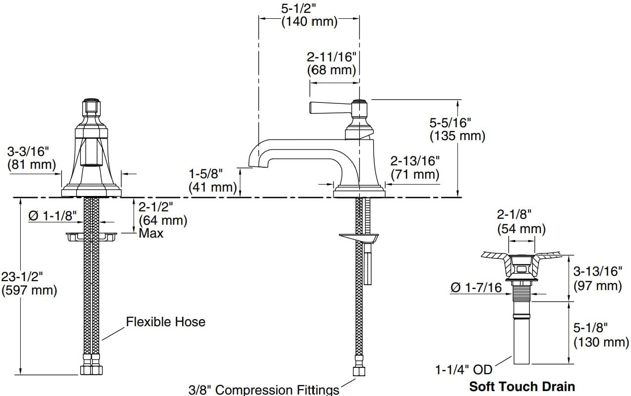 Bản vẽ vòi lavabo Kallista P22740