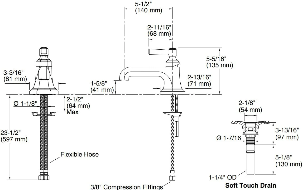 Bản vẽ vòi lavabo Kallista P22740