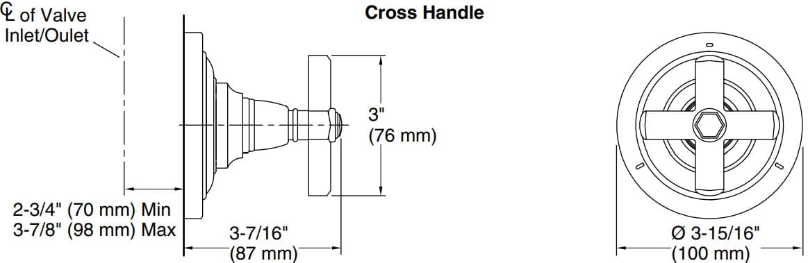 Bản vẽ mặt nạ chuyển hướng Kallista P22784-CR