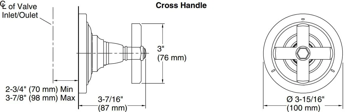 Bản vẽ mặt nạ chuyển hướng Kallista P22784-CR