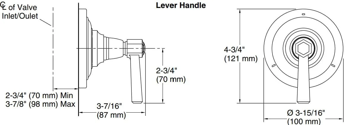 Bản vẽ mặt nạ chuyển hướng Kallista P22784-LV-AD