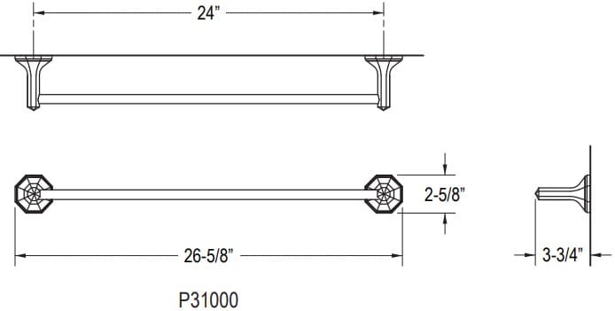 Bản vẽ giá khăn đơn Kallista P31000