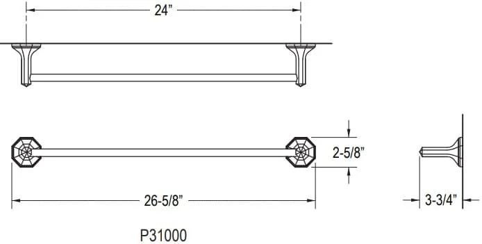 Bản vẽ giá khăn đơn Kallista P31000
