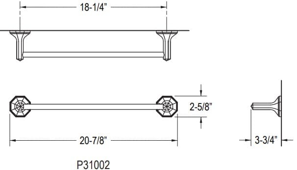 Bản vẽ giá khăn đơn Kallista P31002
