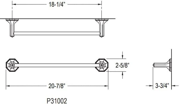 Bản vẽ giá khăn đơn Kallista P31002