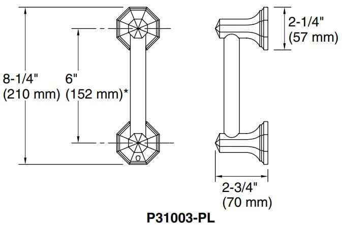 Bản vẽ tay nắm Kallista P31003-PL