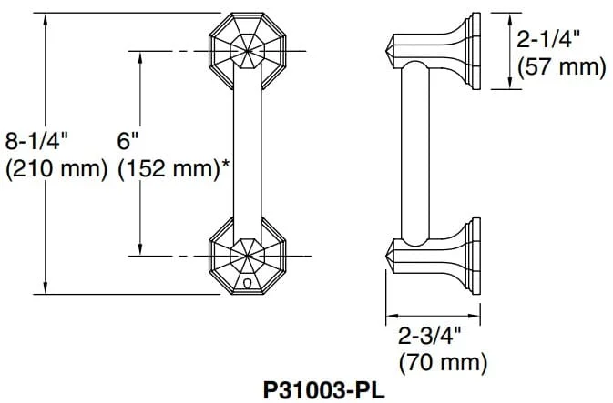 Bản vẽ tay nắm Kallista P31003-PL