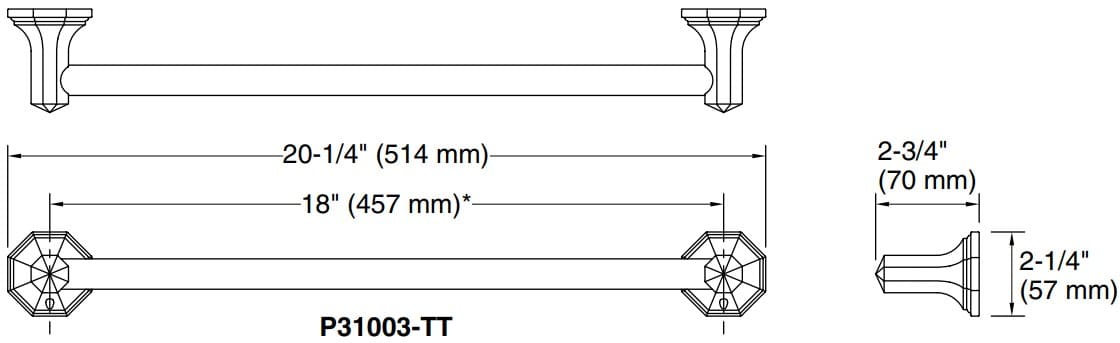 Bản vẽ giá khăn đơn Kallista P31003-TT